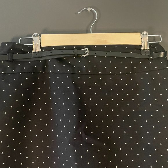 Liz Claiborne belted pencil skirt black mini dot - Picture 3 of 5